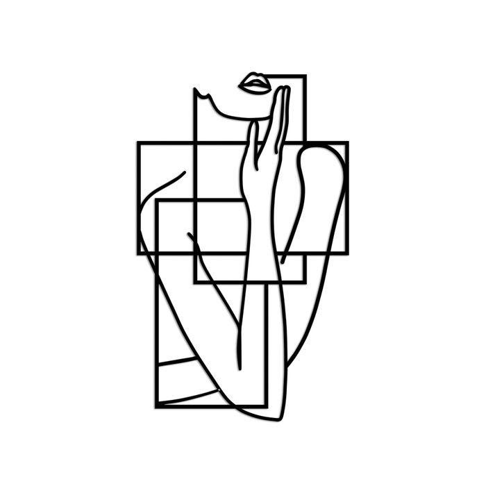 Wallity Think - M Escultura de Pared de Metal Negra